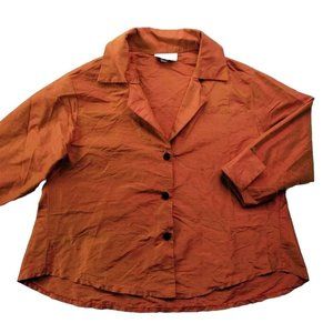Louis Simon LA Libellule Women S Orange Iridescent Jacket Tussah Silk Lagenlook